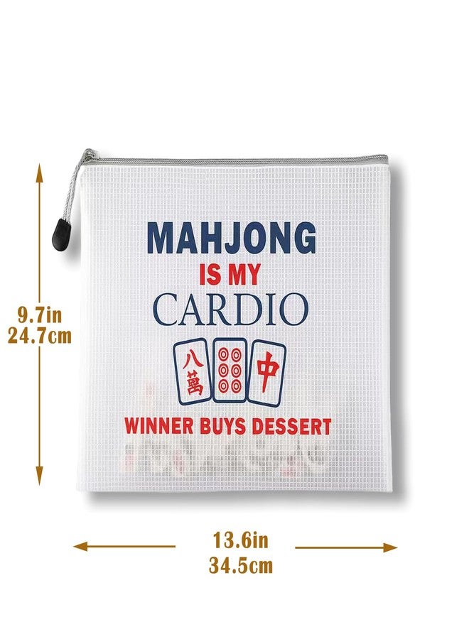 Mazentrix 3-Pack Mahjong Tile Storage Pouches, Water-Resistant Zipper Bags Fit 166 American Tiles, 13.6 x 9.7 in, White (Bags Only) - Image 3